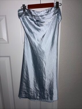 Light Blue Satin Slip Mini Dress - Very flattering